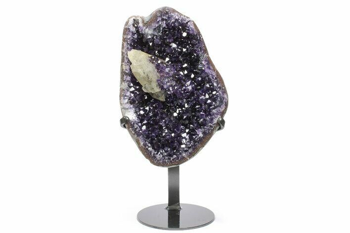 Deep Purple Amethyst Geode with Large Calcite Crystal - Uruguay #236947